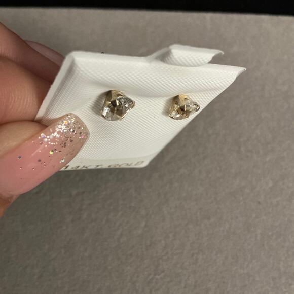 NEW-Solid 14k Gold Pushback Stud Earrings~5.3mm Oval - Picture 4 of 5